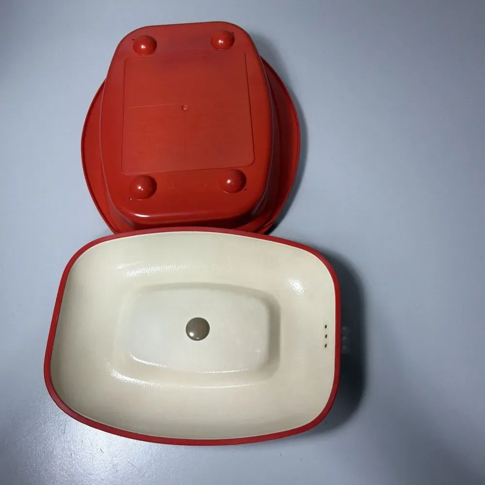 Range Mate Microwave Grill Pan Nonstick Cooker Tray w Lid Red Vintage